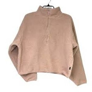 Cotton On Women's Crop Sherpa Half Zip Sweater Small- Pink